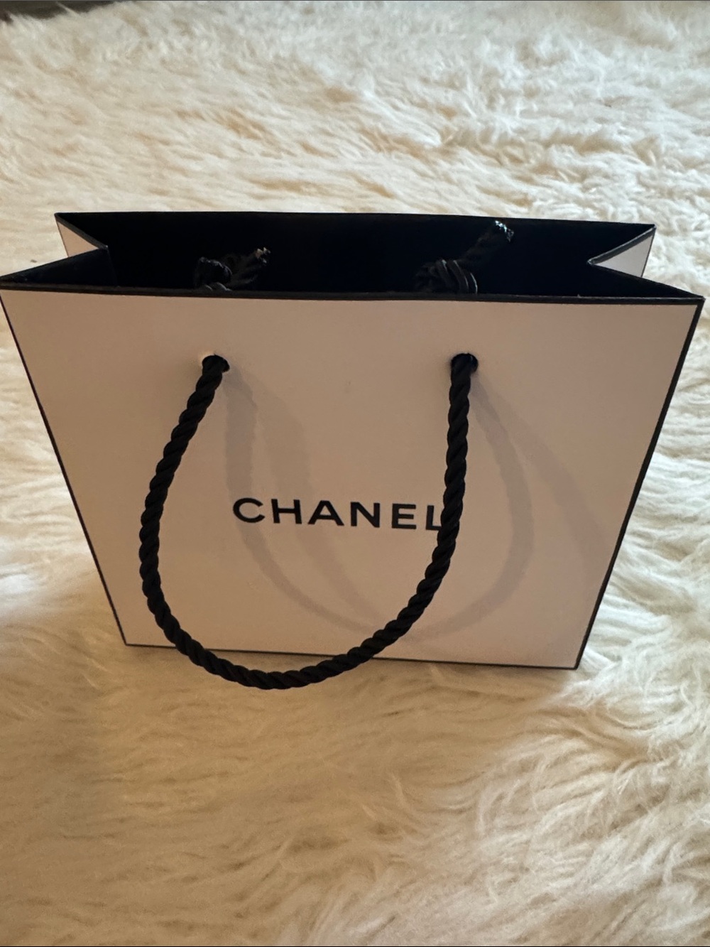 CHANEL Black and White Rope-Handle Tote Bag